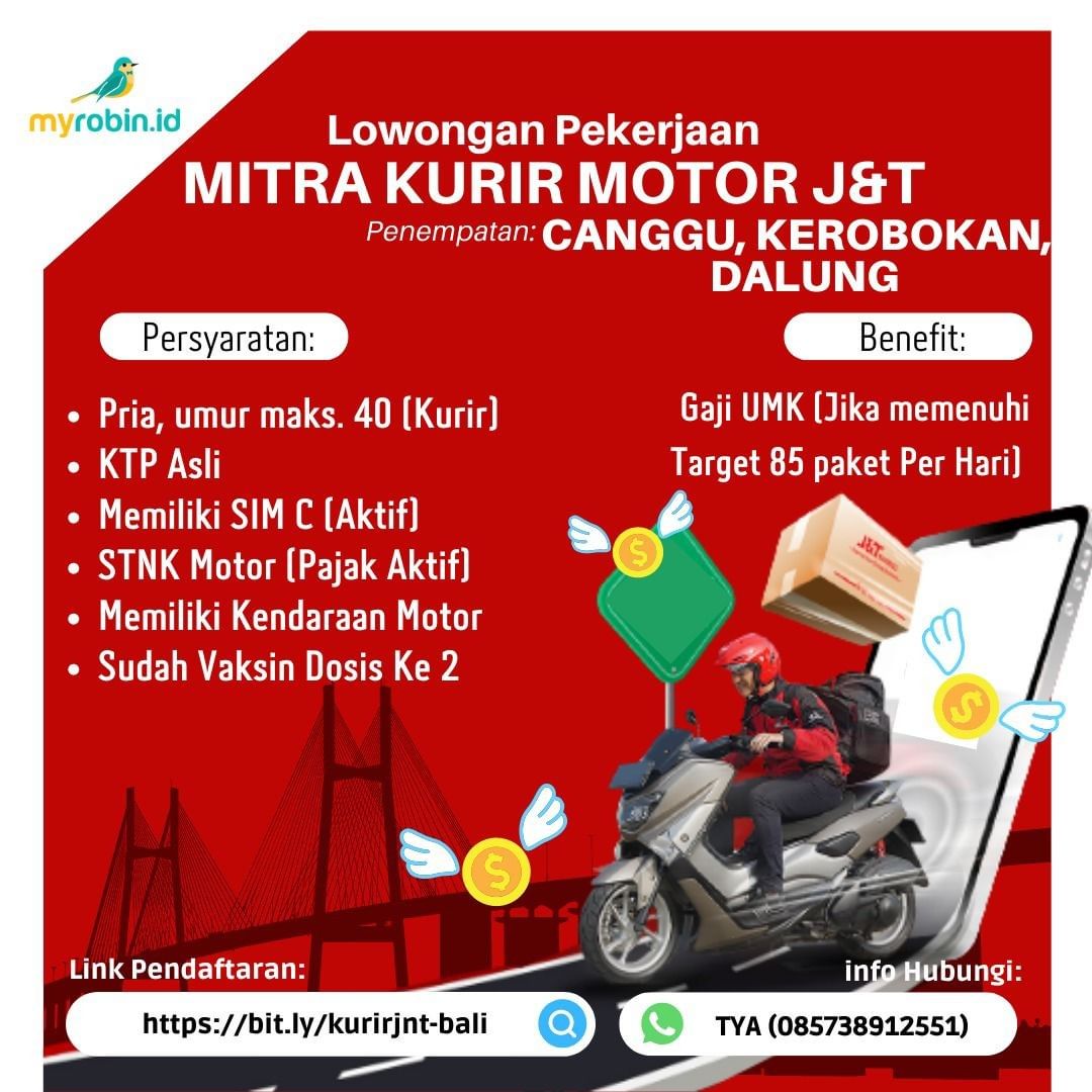 Lowongan Kerja Mitra Kurir Motor J T Untuk My Robin Partner J T Express