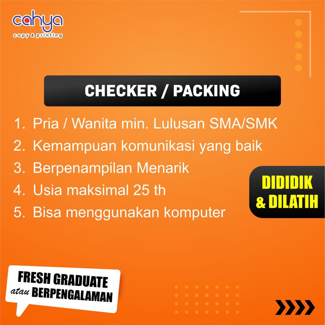 Lowongan Kerja Sebagai Tim Packing Checking Operator Mesin Printing