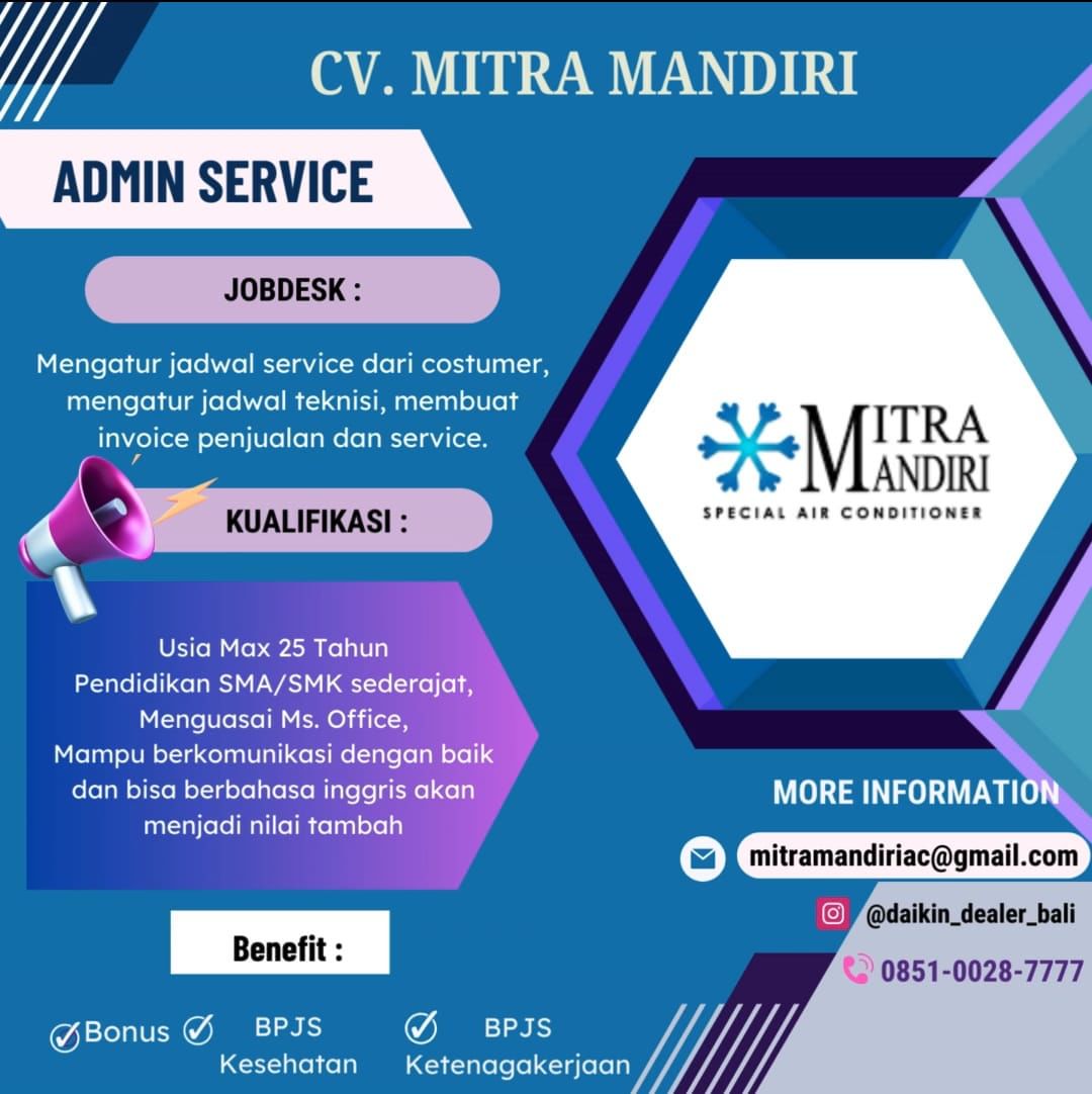 Lowongan Kerja Sebagai Admin Service Untuk Cv Mitra Mandiri Penempatan