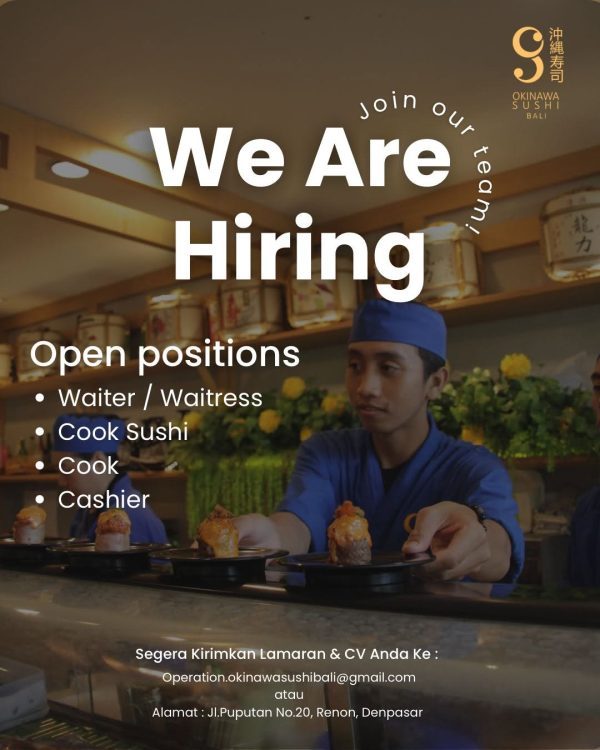 Lowongan Kerja Sebagai Waiter Ss Cook Sushi Cook Cashier Untuk