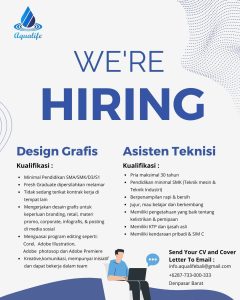 Lowongan Kerja Sebagai Design Grafis, Asisten Teknisi untuk Aqualife Bali  Penempatan di Denpasar