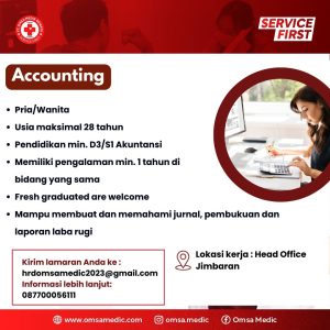 Lowongan Kerja Sebagai Accounting, Call Center, Dokter Umum dan Perawat untuk OMSA Medic Penempatan di Bali