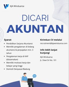 Lowongan Kerja Sebagai Akuntan untuk KJA Winduarsa Penempatan di Legian, Badung
