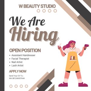 Lowongan Kerja Sebagai Assistant Hairdresser, Facial Therapist, Nail Artist, Lash Artist untuk W Beauty Studio Penempatan di Mengwi, Badung