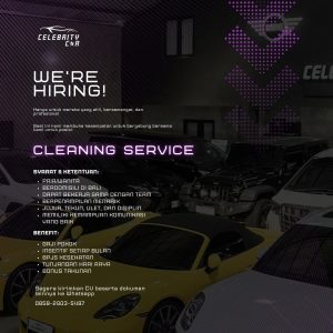 Lowongan Kerja Sebagai Cleaning Service untuk Celebrity Car  Penempatan di Denpasar