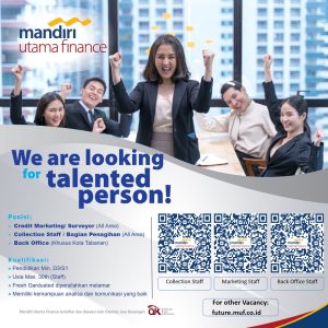 Lowongan Kerja Sebagai Credit Marketing / Surveyor, Collection Staff / Bagian Penagihan, Back Office untuk Mandiri Utama Finance Penempatan di Bali