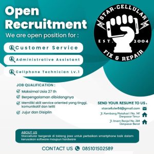 Lowongan Kerja Sebagai Customer Service, Administrative Assistant, Cellphone Technician Lv 1 untuk Star Cellular Penempatan di Denpasar 