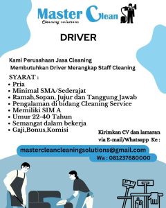 Lowongan Kerja Sebagai Driver untuk Master Clean Penempatan di Renon, Denpasar 