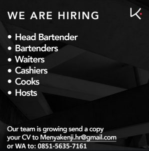 Lowongan Kerja Sebagai Head Bartender, Bartenders, Waiters, Cashiers, Cooks, Hosts untuk Kenji Ramen Penempatan di Canggu, Badung