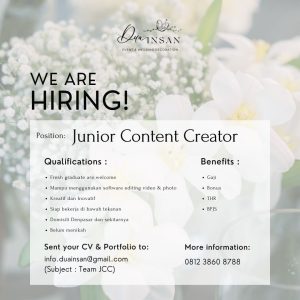 Lowongan Kerja Sebagai Junior Content Creator untuk Dua Insan Decoration Penempatan di Padangsambian, Denpasar