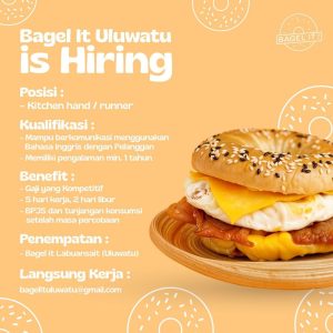 Lowongan Kerja Sebagai Kitchen Hand / Runner untuk Bagel It Uluwatu Penempatan di Badung