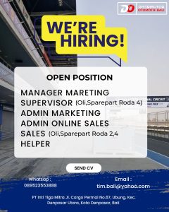 Lowongan Kerja Sebagai Manager Marketing, Supervisor, Admin Marketing, Admin Online Sales, Dll untuk PT Inti Tiga Mitra Penempatan di Ubung, Denpasar