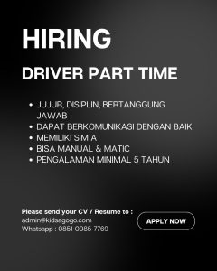 Lowongan Kerja Sebagai Part Time Driver untuk PT. Kidsagogo Penempatan di Seminyak, Badung 