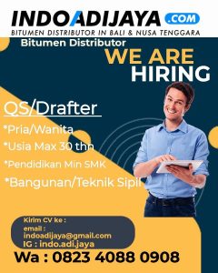 Lowongan Kerja Sebagai QS/Drafter untuk Indo Adi Jaya Penempatan di Denpasar 