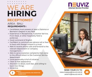 Lowongan Kerja Sebagai Receptionist untuk Neuviz Networks Bali Penempatan di Kerobokan, Badung 