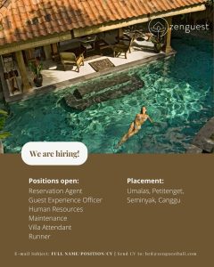 Lowongan Kerja Sebagai Reservation Agent, Guest Experience Officer, Human Resources, Dll untuk Zenguest Villa Management Penempatan di Badung