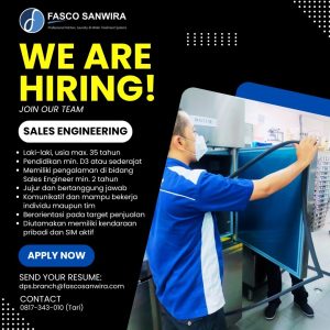 Lowongan Kerja Sebagai Sales Engineering untuk Fasco Sanwira Penempatan di Kuta, Badung