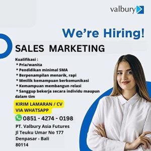 Lowongan Kerja Sebagai Sales Marketing untuk PT. Valbury Asia Futures Penempatan di Denpasar