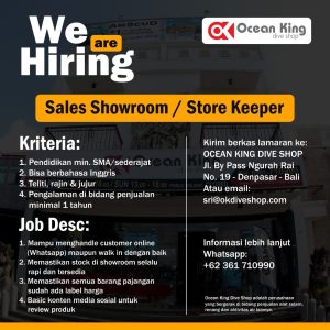 Lowongan Kerja Sebagai Sales Showroom / Store Keeper untuk Ocean King Dive Shop Penempatan di Denpasar 