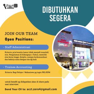 Lowongan Kerja Sebagai Staff Administrasi, Trainee Accounting untuk Zero 4 Family Karaoke Penempatan di Legian, Badung