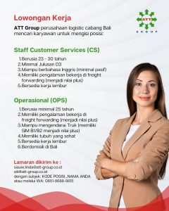 Lowongan Kerja Sebagai Staff Customer Services (CS), Operasional (OPS) untuk ATT Group Penempatan di Tuban, Badung