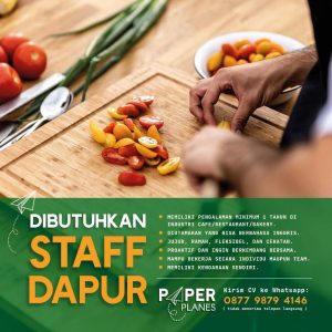 Lowongan Kerja Sebagai Staff Dapur untuk Paper Planes Penempatan di Denpasar