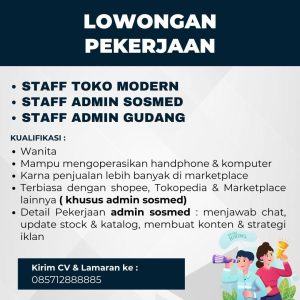 Lowongan Kerja Sebagai Staff Toko Modern, Admin Sosmed, Admin Gudang untuk Ayam Potong Denpasar  Penempatan di Denpasar