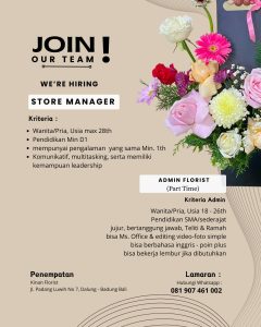 Lowongan Kerja Sebagai Store Manager, Part Time Admin untuk Kinan Florist Penempatan di Dalung, Badung