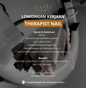 Lowongan Kerja Sebagai Therapist untuk Lavis Beauty Studio Penempatan di Denpasar