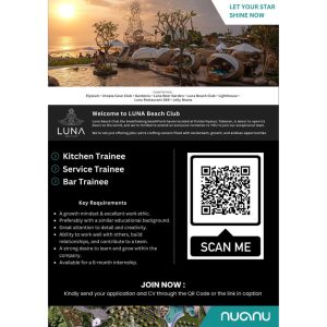 Lowongan Kerja Sebagai Utopia Manager, Utopia Supervisor, Chief Steward, Floor Steward, Floor Supervisor, Dll untuk LUNA Beach Club Bali Penempatan di Tabanan 