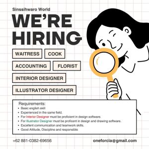 Lowongan Kerja Sebagai Waiterss, Cook, Accounting, Florist, Interior Designer dan Illustrator Designer untuk Sinssihwaro World Penempatan di Ubud, Gianyar 