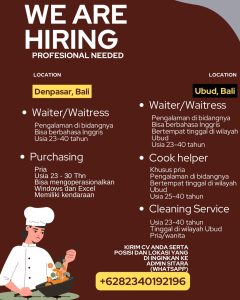 Lowongan Kerja Sebagai Waiter/ss, Purchasing, Cook Helper, Cleaning Service untuk Sitara Indian Restaurant Penempatan di Bali