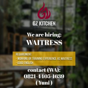 Lowongan Kerja Sebagai Waitress untuk Ground Zero Kitchen Penempatan di Legian, Badung