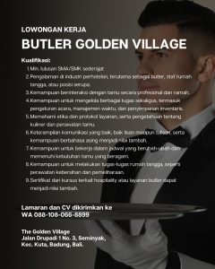 Lowongan Kerja Sebagai Butler untuk The Golden Village Penempatan di Seminyak, Badung