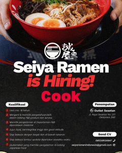 Lowongan Kerja Sebagai Cook untuk Seiya Ramen Penempatan di Denpasar