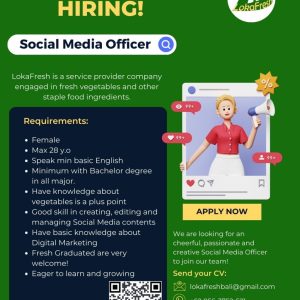 Lowongan Kerja Sebagai Social Media Officer, Staff Operasional, Part Time Staff Sorting untuk Loka Fresh Bali Penempatan di Denpasar