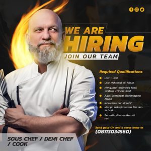 Lowongan Kerja Sebagai Sous Chef, Demi Chef, Cook untuk  Penempatan di Bali