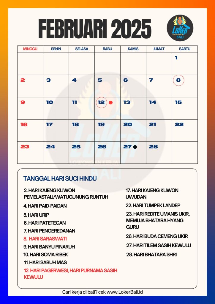 Kalender Bali Februari 2025