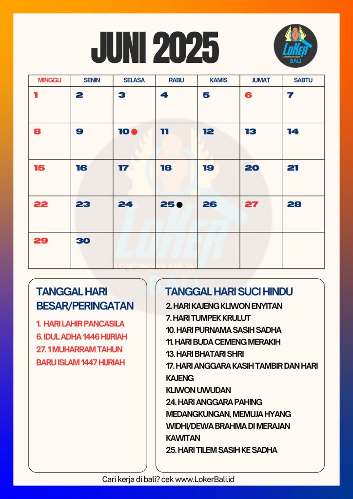 Kalender Bali Juni 2025