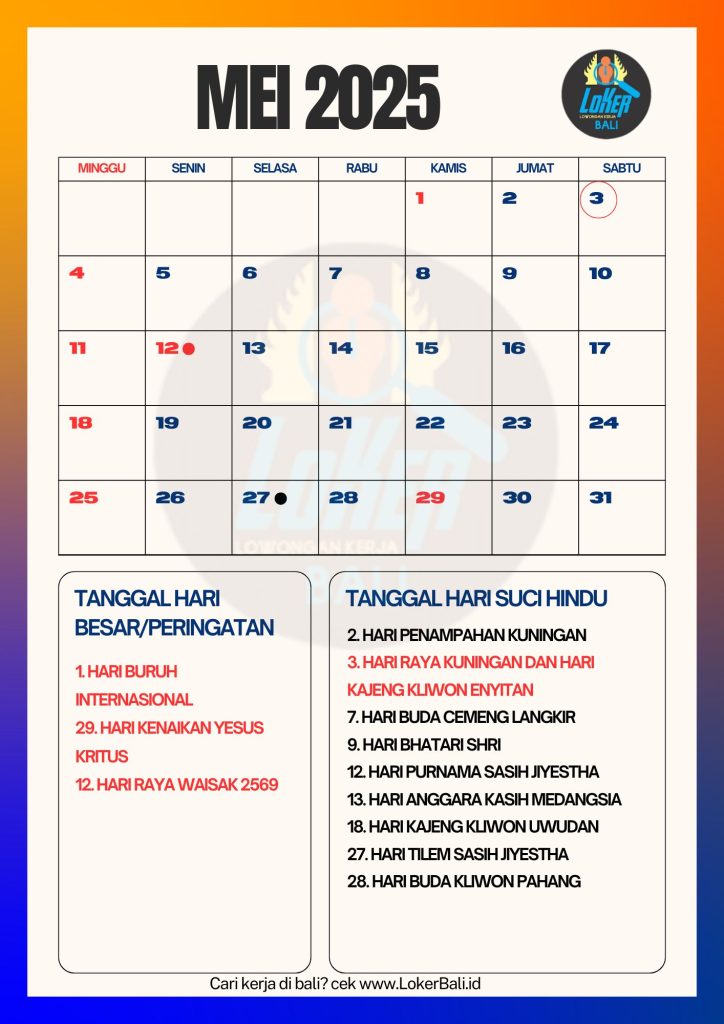 Kalender Bali Mei 2025