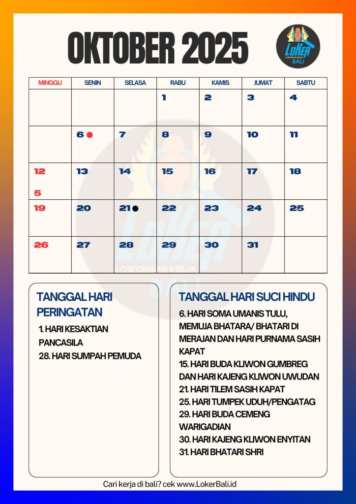 Kalender Bali Oktober 2025