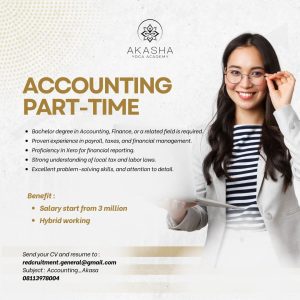 Lowongan Kerja Sebagai Accounting Part Time untuk Akasha Yoga Academy Penempatan di Ubud, Gianyar 