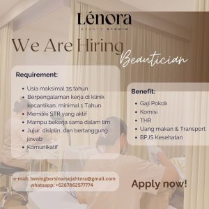 Lowongan Kerja Sebagai Beautician untuk Lenora Beauty Studio Penempatan di Denpasar