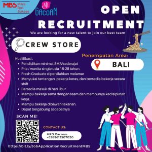 Lowongan Kerja Sebagai Crew Outlet, Management Trainee untuk Mie Gacoan Penempatan di Bali