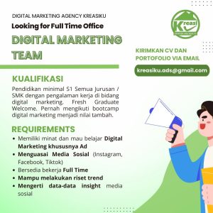 Lowongan Kerja Sebagai Digital Marketing Team untuk KreasiKU Penempatan di Denpasar 