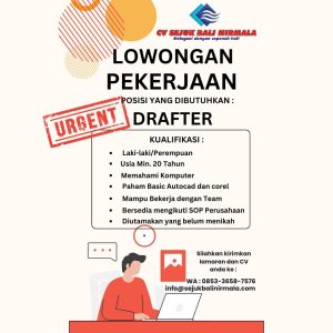 Lowongan Kerja Sebagai Drafter, Daily Worker Teknisi AC untuk CV. Sejuk Bali Nirmala Penempatan di Denpasar 