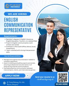 Lowongan Kerja Sebagai English Communication Representative, Deployment Coordinator, Recruitment Coordinator untuk PT. Las Olas Indonesia Penempatan di Denpasar