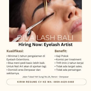 Lowongan Kerja Sebagai Eyelash Artist untuk Diva Lash Bali Penempatan di Renon, Denpasar