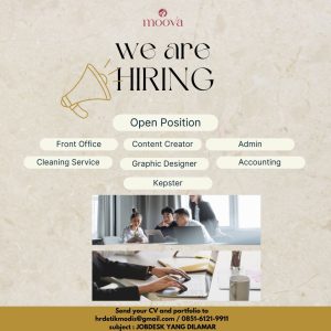 Lowongan Kerja Sebagai Front Office, Content Creator, Admin, Cleaning Service, Dll untuk MOOVA Hair & Beauty Lab Penempatan di Denpasar