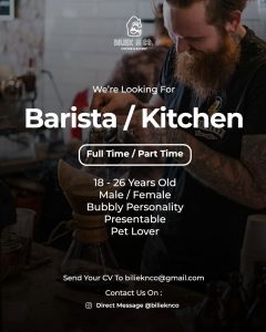 Lowongan Kerja Sebagai Full Time / Part Time Barista / Kitchen untuk Biliek n Co Penempatan di Jimbaran, Badung 